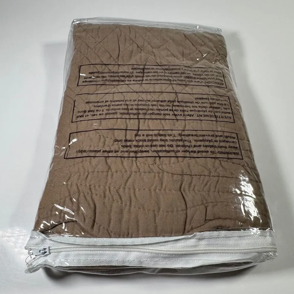 BrylaneHome BH Studio Reversible Quilted Pillow Sham Standard Taupe Brown NWT